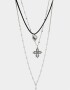 Collares Cortos Religioso Collar Largo Con Cruz - Plateado