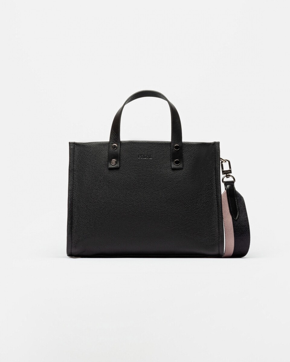 Cartera de Mano Capri En Cuero Graneado - Negro 