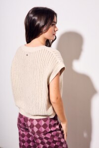 Chaleco Lurex Beige Melange