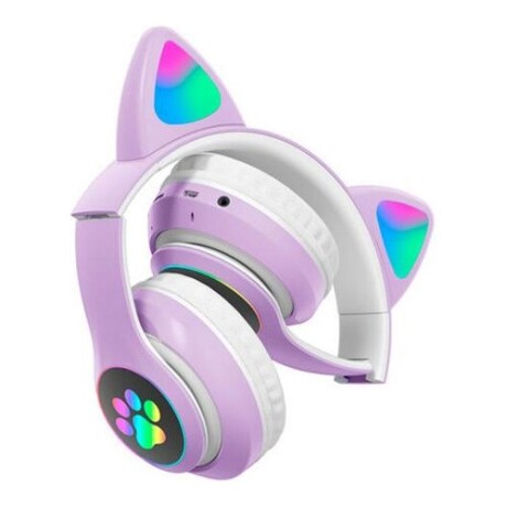 Auriculares Bluetooth infantiles diseño gato Goldtech Catbass RGB Violeta