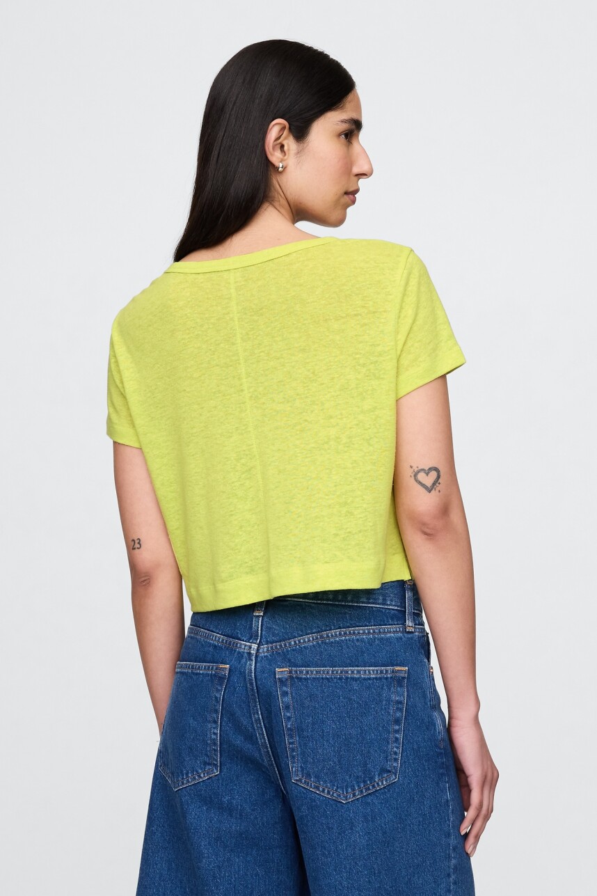 Remera Lino Crop Manga Corta Mujer Limeade 13-0645 Tcx