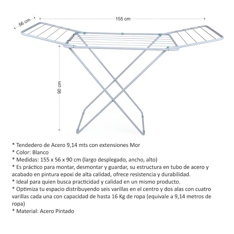Tendedero de piso con extensiones BLANCO