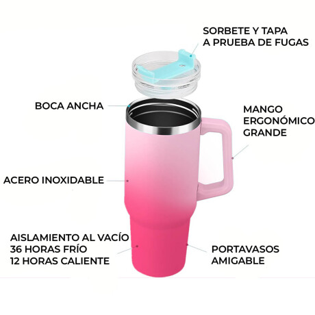 Vaso Térmico Con Sorbito 1.2lts Acero Inoxidable Rosa