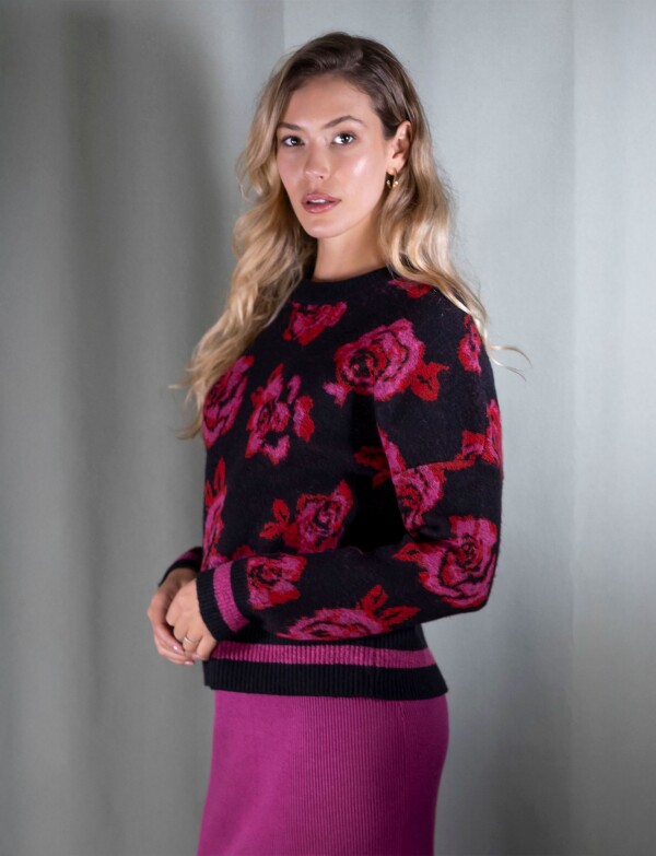 Buzo Flower NEGRO/FUCSIA