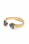 PULSERA GRUESA DE ALEACIÓN DE METALES BAÑADA EN ORO 18K CON DOS CRISTALES FACETADOS MULTICOLOR Pulsera