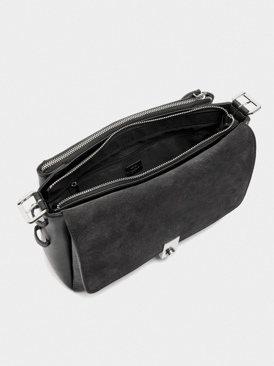 Bolso Bandolera Con Piel negro