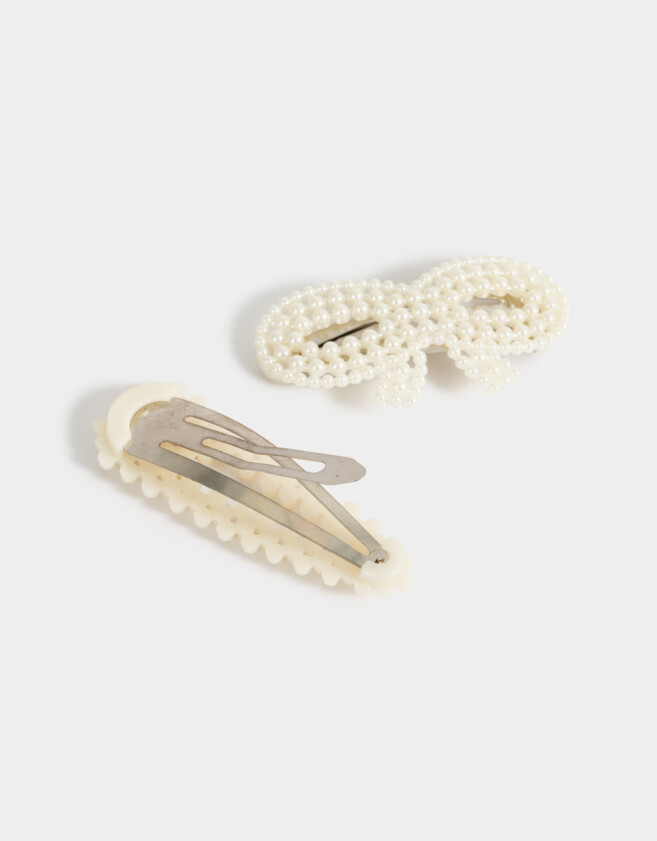 Hebillas Tic Tac Con perlas Set De Hebillas Tic Tac Con Perlas - Combinacion Bicolor