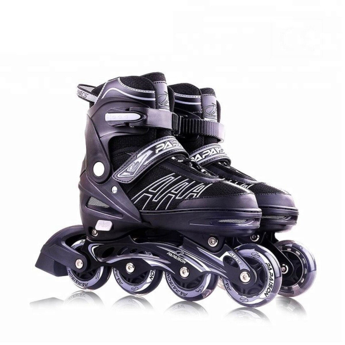 Roller Patines 4 Ruedas Lineal Papaison Regulables Negros - Talle L (38 Al 41) 