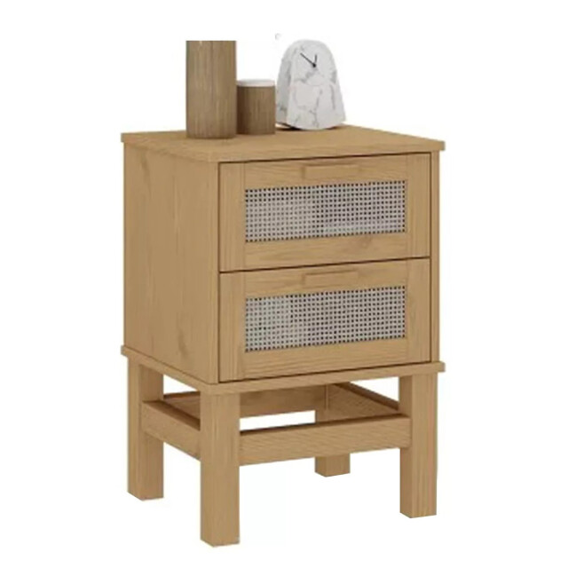 MESA DE LUZ O NOCHE 2 CAJONES MADERA MACIZA CON RATAN NATURAL MESA DE LUZ O NOCHE 2 CAJONES MADERA MACIZA CON RATAN NATURAL