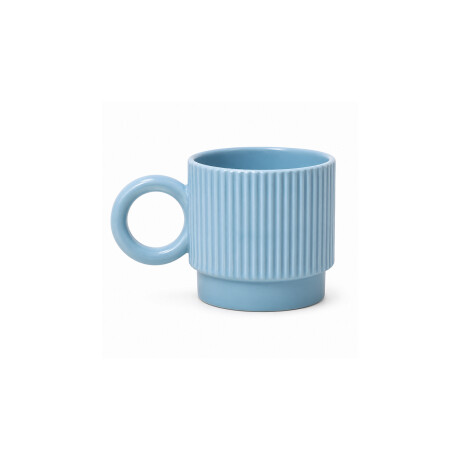 Taza de cerámica facetada con asa circular Celeste