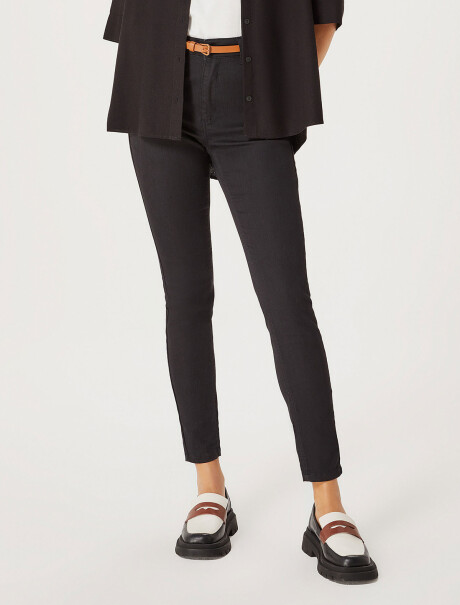 PANTALÓN DE JEAN CINTURA MEDIA SKINNY NEGRO