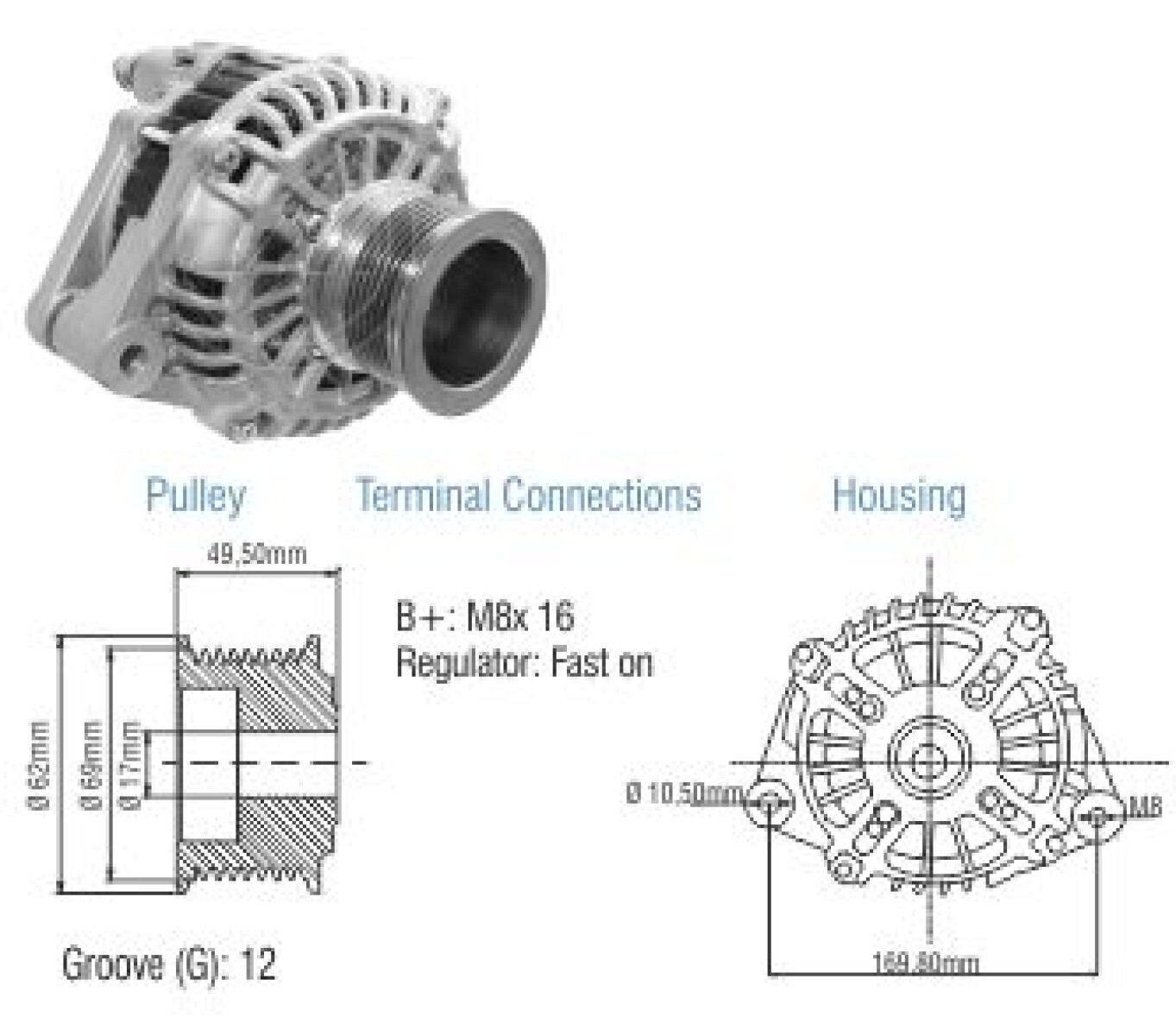ALTERNADOR IVECO STRALIS EUROCARGO 180 190 260 440 450 24V 90A BOSC ZM 