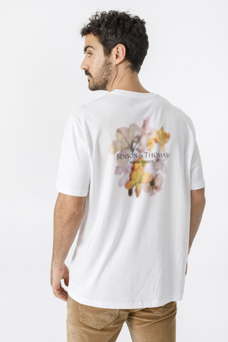 T-SHIRT FLEURS - BLANCO 