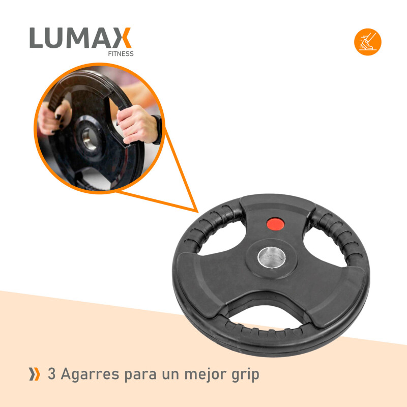 Disco Pesa Olímpica Recubierta Lumax con 3 Agarres 2,5KG Disco Pesa Olímpica Recubierta Lumax con 3 Agarres 2,5KG