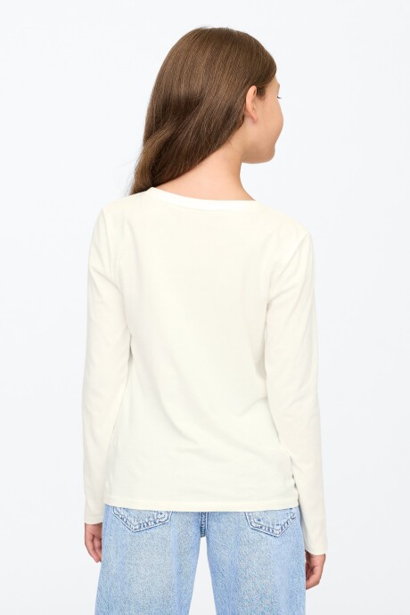 Remera Logo Gap Manga Larga Niña Ivory Frost