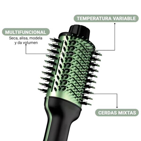 Cepillo Alisador Secador Modelador AntiFrizz Brushing 2000w Variante Color Verde