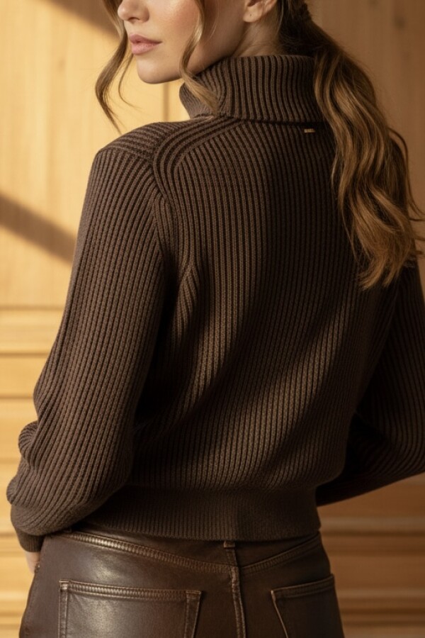 Campera Tejida Algodon Chocolate