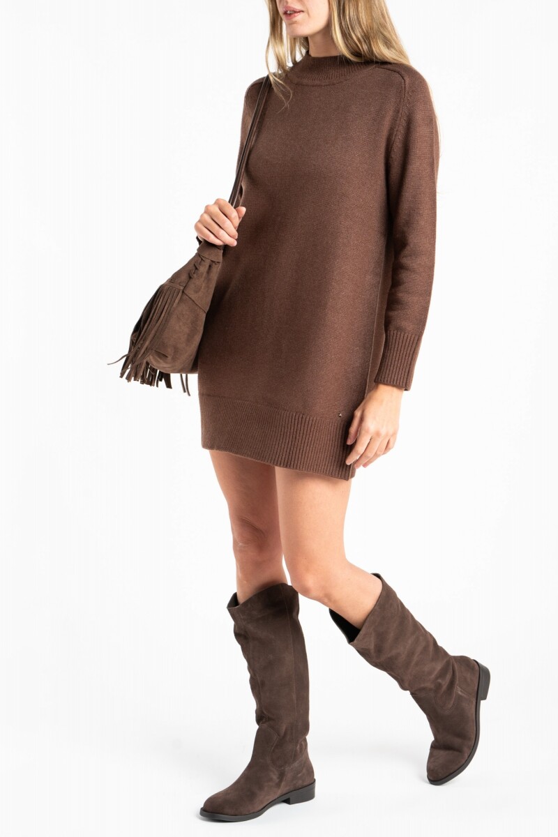 Vestido Polera Tejido Chocolate