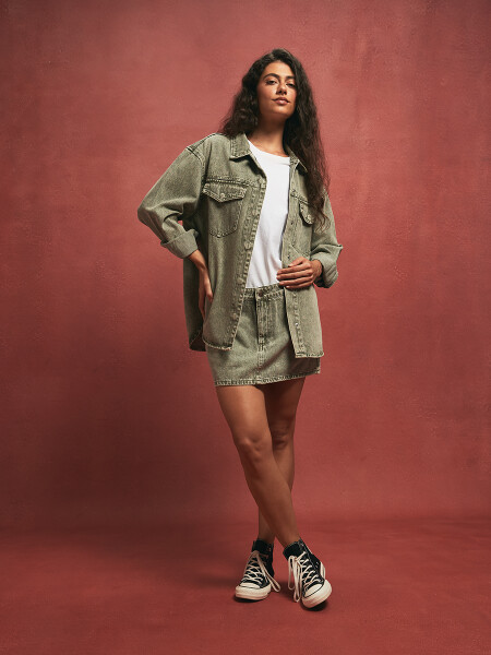 FALDA AZUCENA VERDE GRISACEO