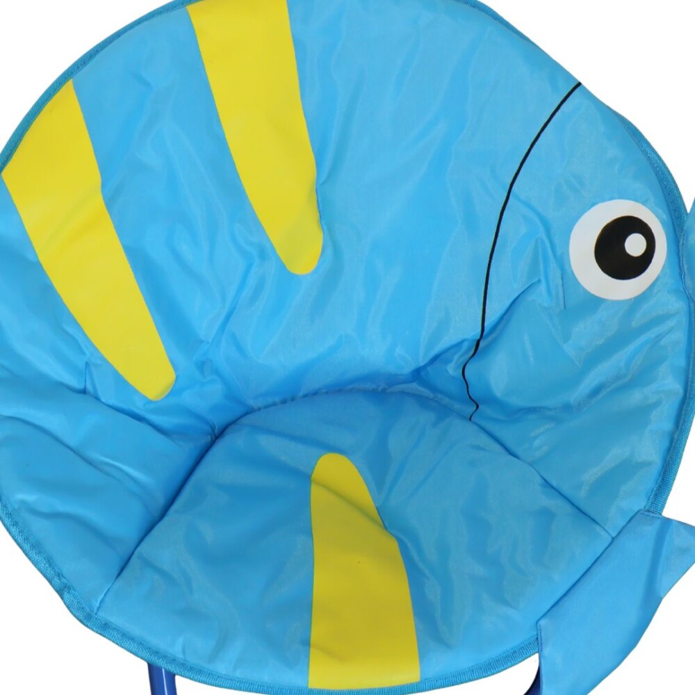 Silla Honguito Infantil Plegable de Metal Pez Azul