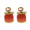 Caravanas de oro amarillo 18K con pasta de coral CA5773 Caravanas de oro amarillo 18K con pasta de coral CA5773