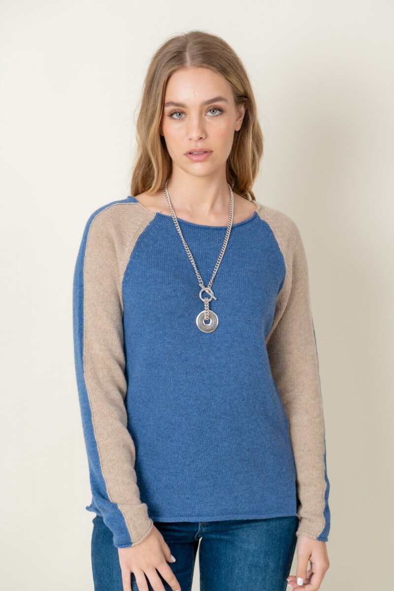 Sweater lana combinado - Blue 