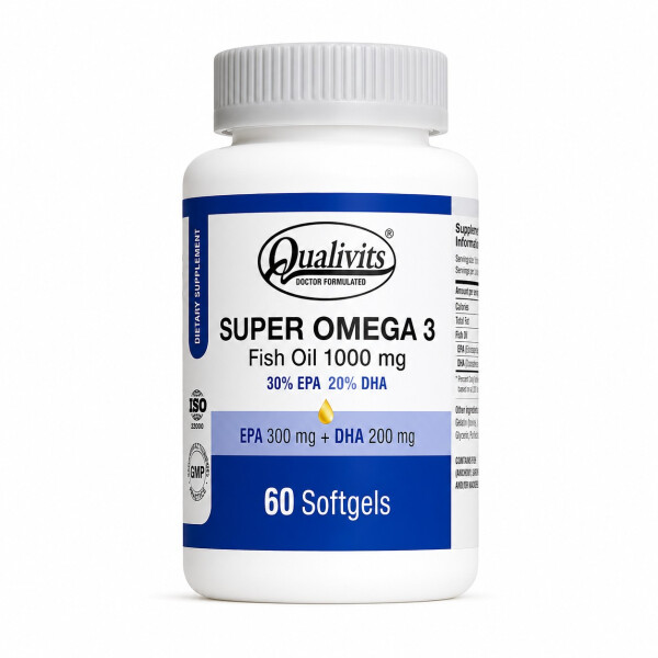 Super Omega 3 Fish Oil 1000 mg | 60 Cápsulas - Qualivits Super Omega 3 Fish Oil 1000 mg | 60 Cápsulas - Qualivits