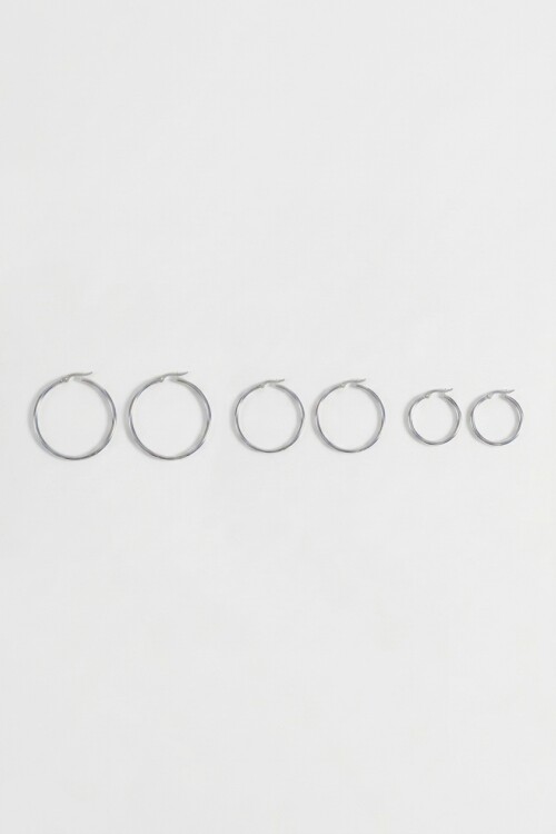 Set de 3 aros de acero grandes plateado