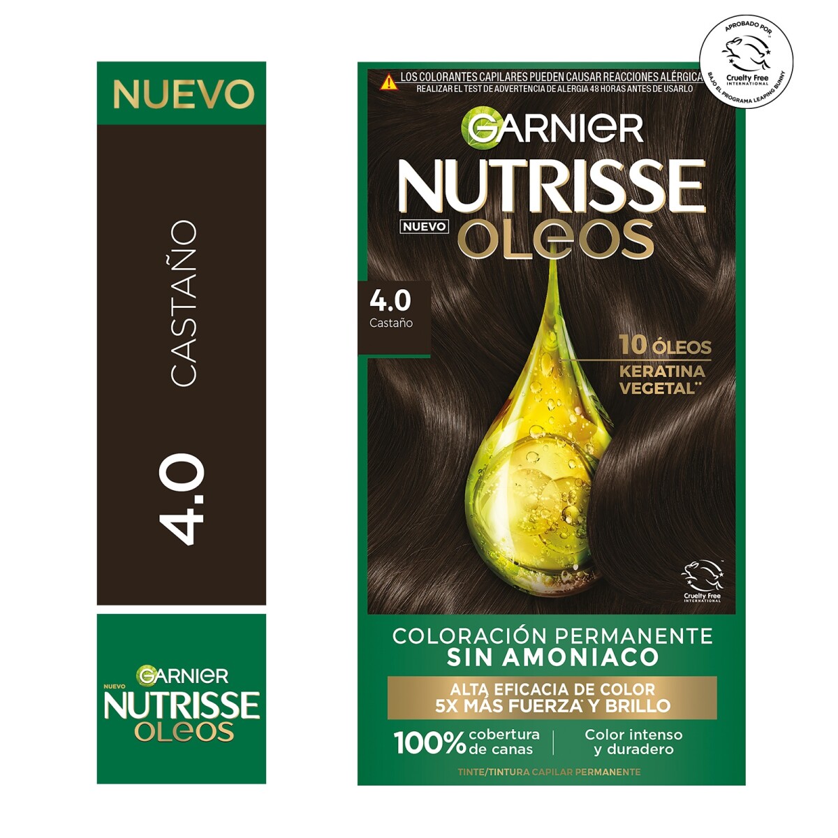 Tinta Garnier Nutrisse Oleos N°4.0 Castaño 