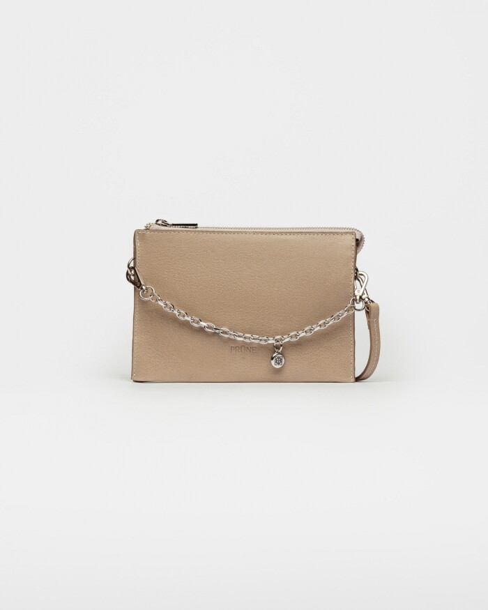 Mini bag Kaia en cuero arrugado Taupe