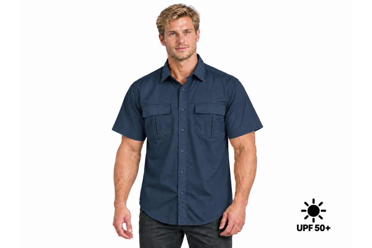 CAMISA HUNTER M CORTA UV+50 Azul