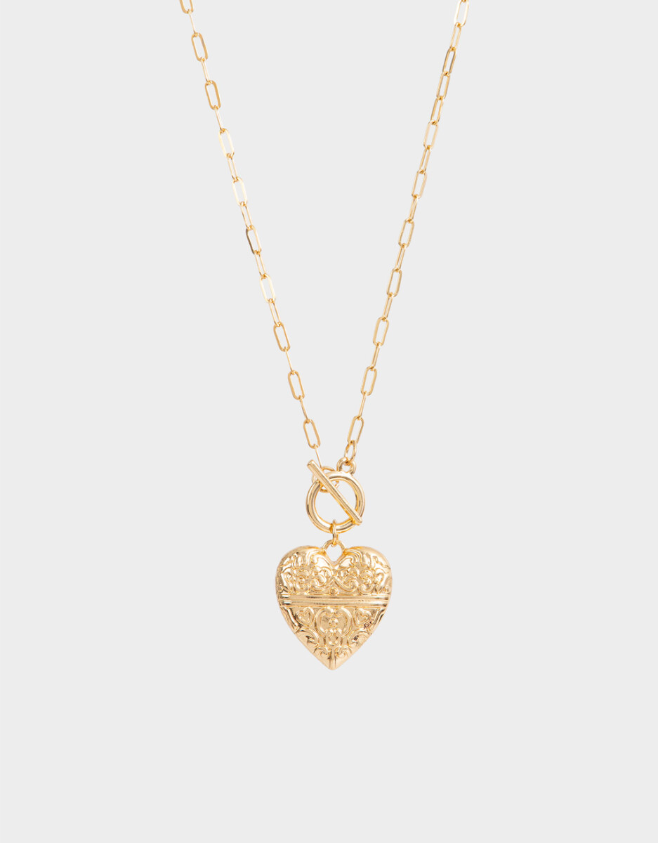 Collar Corto Con Dije Relicario De Corazón 
