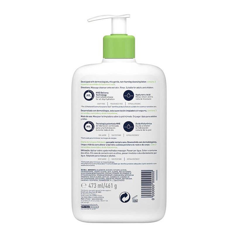 Limpiadora hidratante rostro y cuerpo CeraVe 473ml Limpiadora hidratante rostro y cuerpo CeraVe 473ml