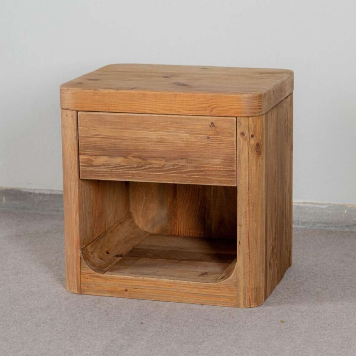 Mesa De Luz Comodino Uno - Madera Natural 