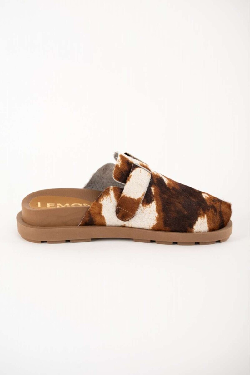 Zueco Pelo Animal Print - Marron 