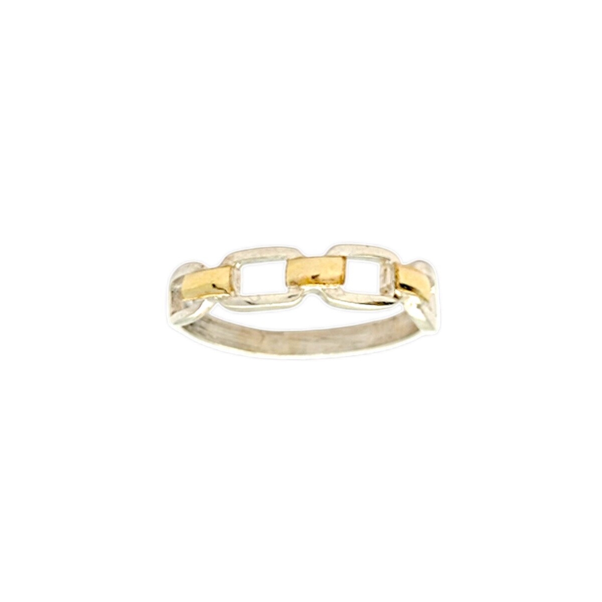 Anillo cadena-Plata y oro- Sin Piedra-AN5931 - sinpiedra 