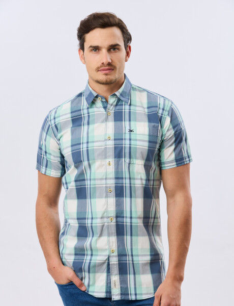 CAMISA MANGA CORTA CUADROS Verde