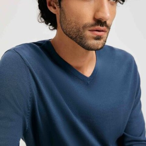 BLUSAO MASCULINO ADULTO (SWEATER) AZUL MEDIO