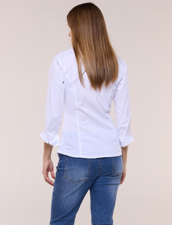 Camisa Tablas Frontales Y Laterales Elastizados BLANCO
