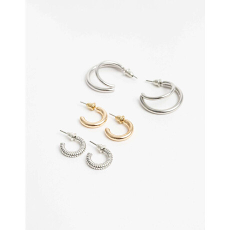 Aros Argolla Set Metal Dorado