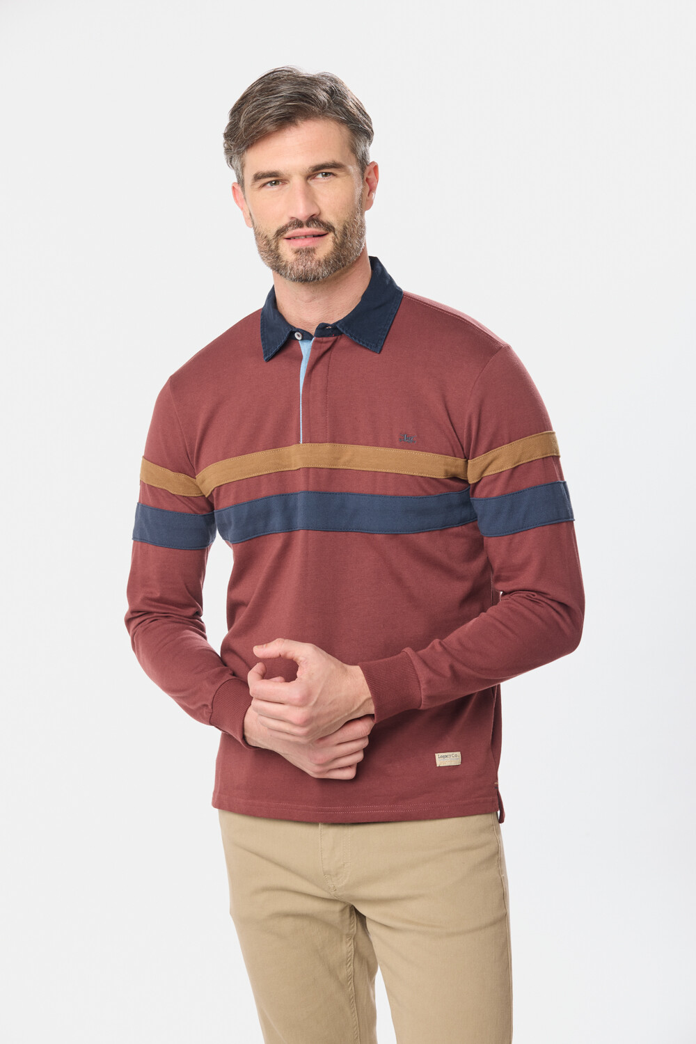 REMERA POLO RAYADA Bordo