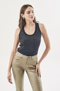 Top Tejido Algodon C Lurex Negro