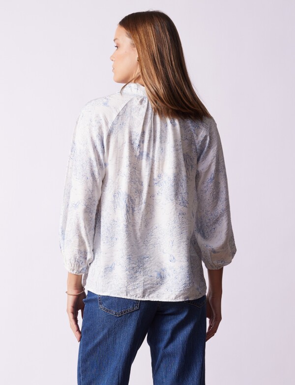 Blusa Algodón Print BLANCO/AZUL