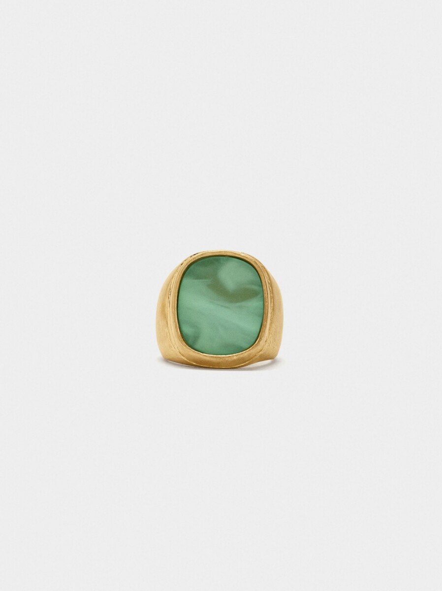 Anillo Cuadrado Efecto Piedra - verde 