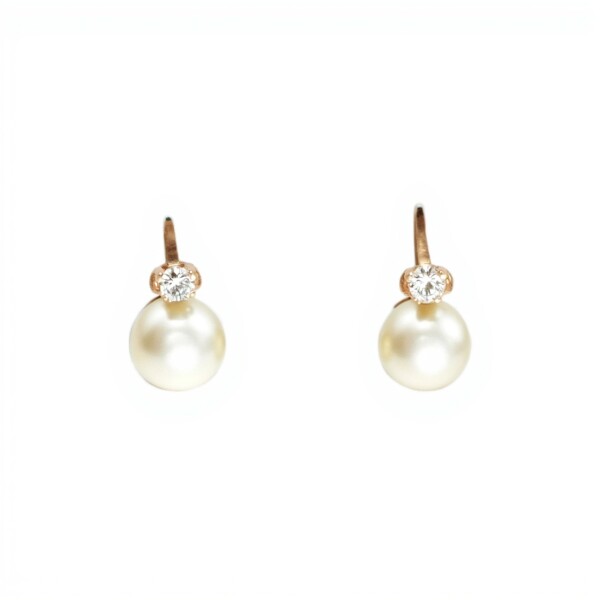 Caravanas Perlas y zirconia en oro- Oro bajo - Perla de río y zirconia - CA8223 conperla