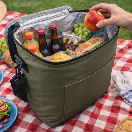 Lunchera térmica 10L con asa y correa para colgar 26x15x26cm Verde