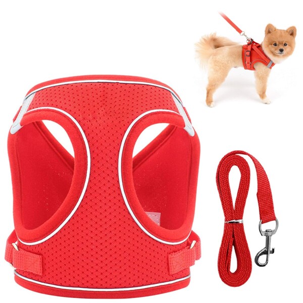 Arnes Reflectivo Talle S Mascota Correa Pechero Perros Gatos Color Variante Rojo