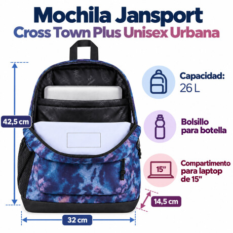 Mochila Escolar p/ Laptop Jansport Cross Town Plus Original Navy Purple Pink