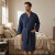 Bata de Cama Provenza Dohler 100% Microfibra Talle P Al XG AZUL MARINO