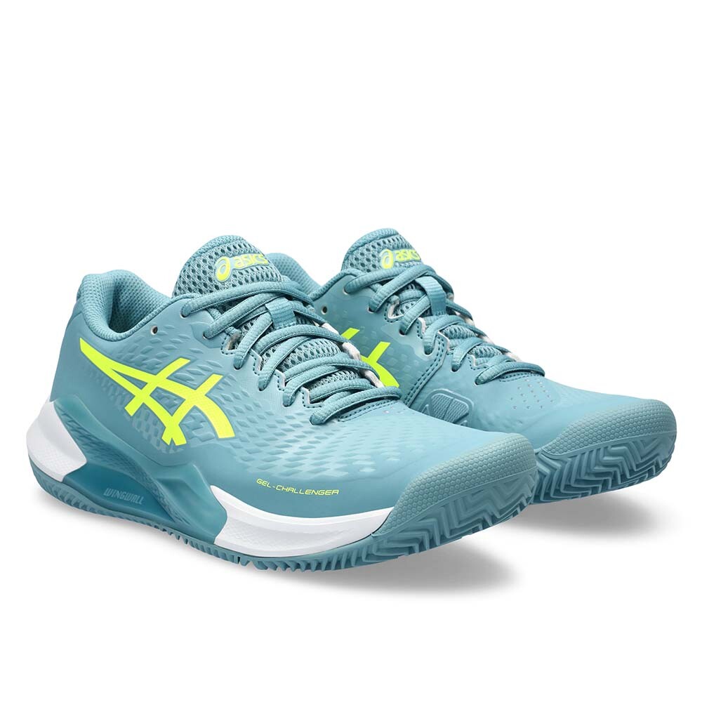 GEL Challenger 14 Clay - Mujer Gris Blue/safety Yellow
